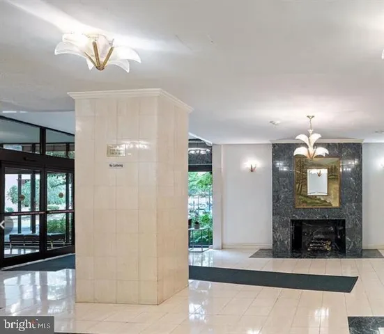 a view of a livingroom with a fireplace and a potted plant