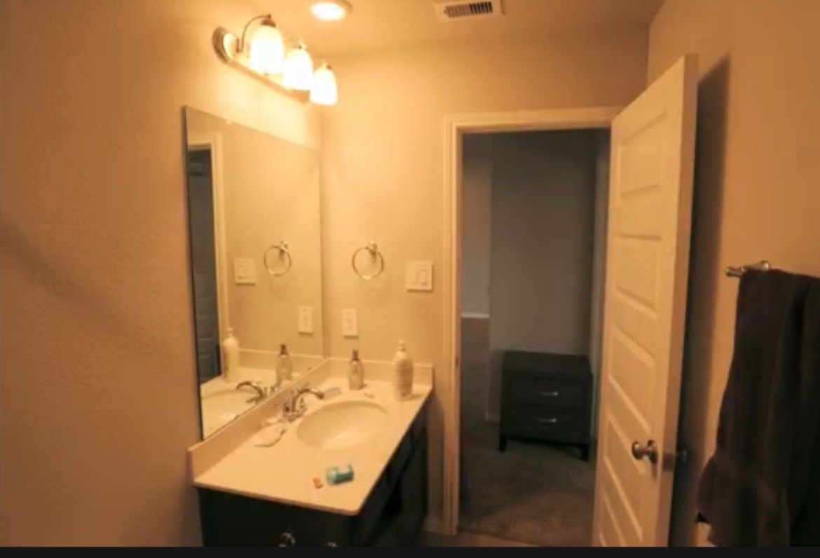 10831 Sugar Pne Lane Rosharon, TX 77583 - Photo 18 of 23 a bathroom with a sink a mirror and a shower