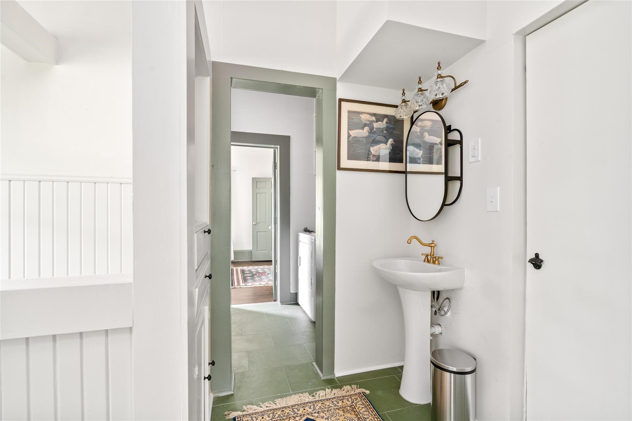 806 East Main Street Bellville, TX 77418 - Photo 31 of 38 a view of a hallway with wooden floor and glass door