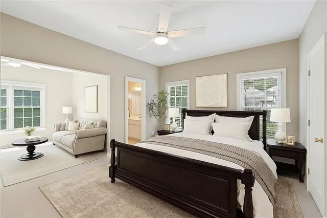 an aerial view of residential house with outdoor space and swimming pool