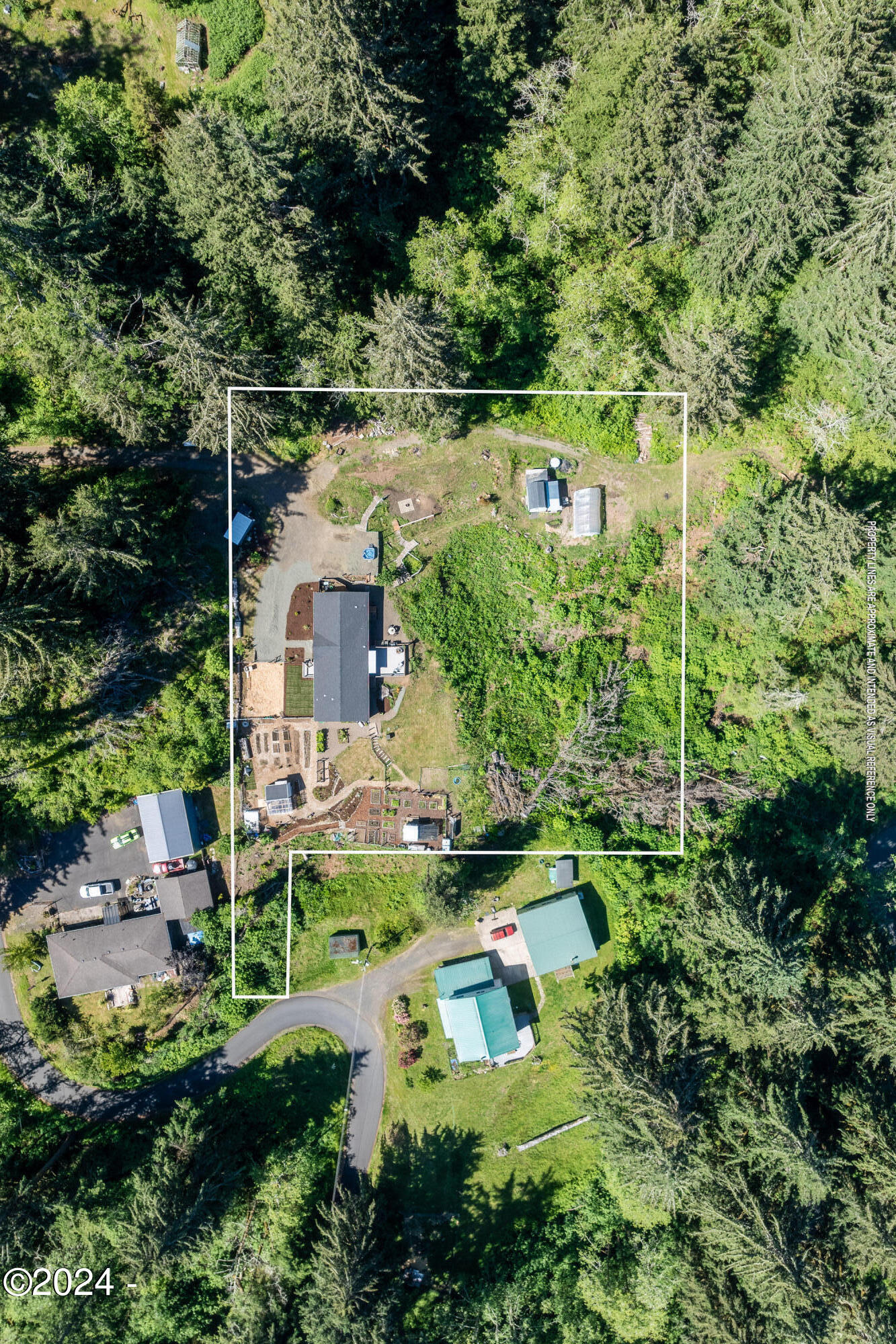 405 Southeast John Nye Road Newport, OR 97365 - Photo 48 of 54 Ariel view w/ aprox lot lines
