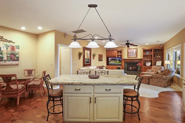 a view of a dining room and livingroom view