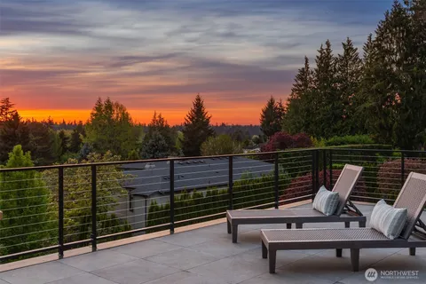 a view of a bench in the roof deck