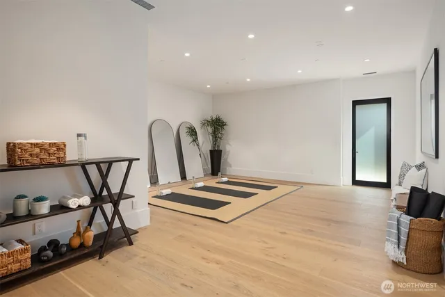 a view of a room with gym equipment