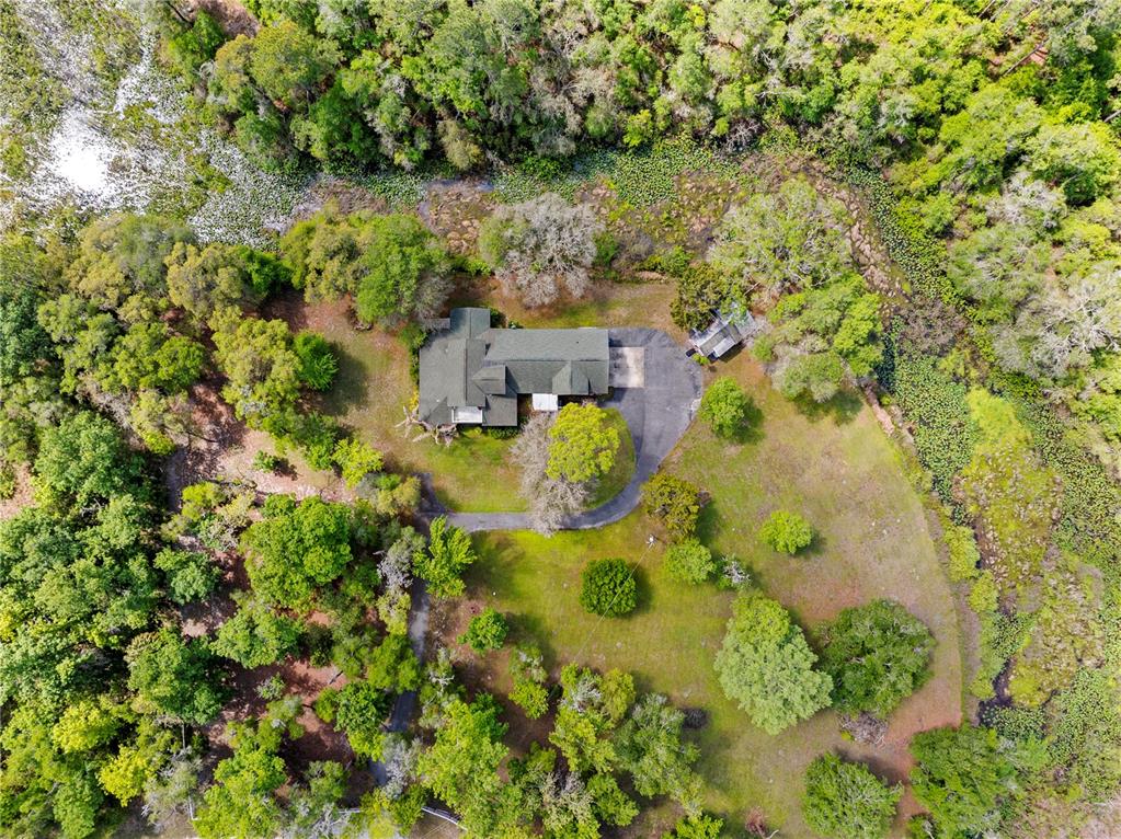 7347 Packingham Drive Webster, FL 33597 - Photo 5 of 75 an aerial view of residential house with swimming pool and lawn chairs