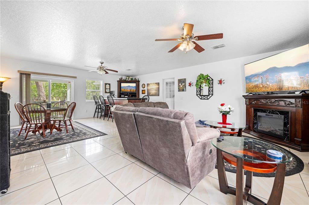 7347 Packingham Drive Webster, FL 33597 - Photo 51 of 75 a living room with furniture a fireplace and a flat screen tv