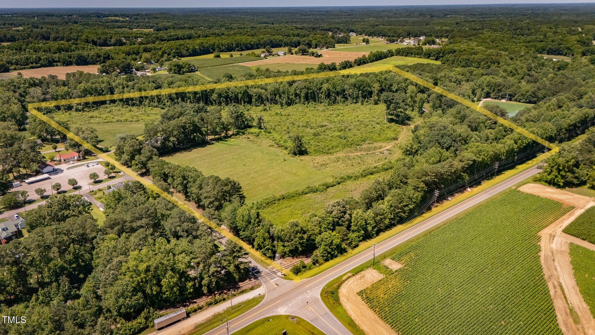 7090 Peele Road Bailey, NC 27807 - Photo 2 of 22 Eastern View with a rough outline of the approx. 35 acre lot