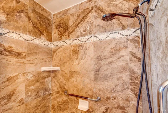 a bathroom with a bathtub