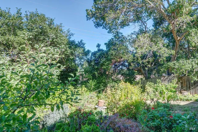 an aerial view of residential house with outdoor space and trees all around