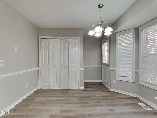 a view of a chandelier in a room