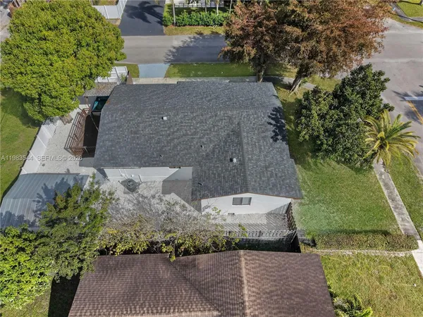an aerial view of a house