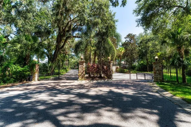 a view of a park with a slide