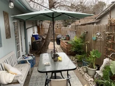 a view of porch with seating space