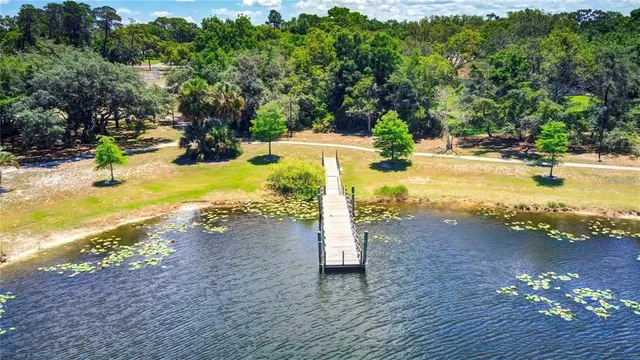 a view of a lake with a house