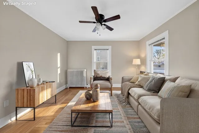 a living room with furniture