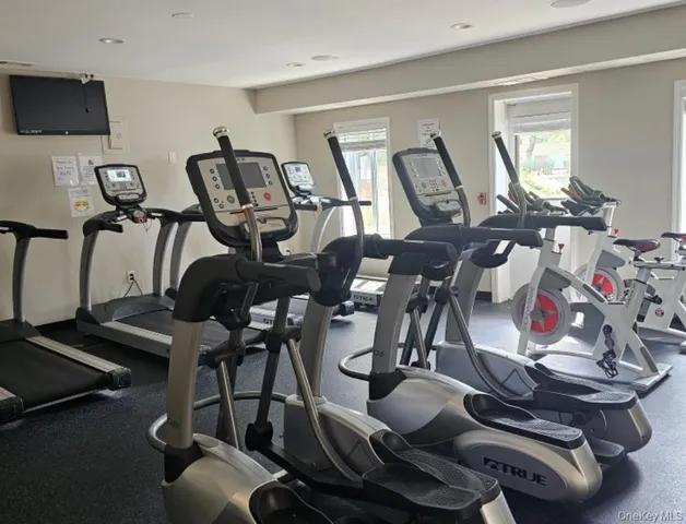 a room with gym equipment