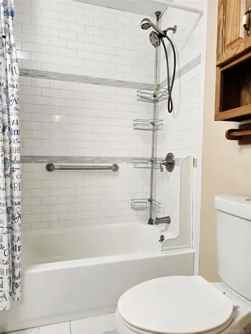 a bathroom with a toilet and a bath tub