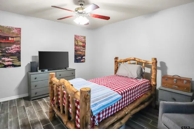 a view of a livingroom with a flat screen tv