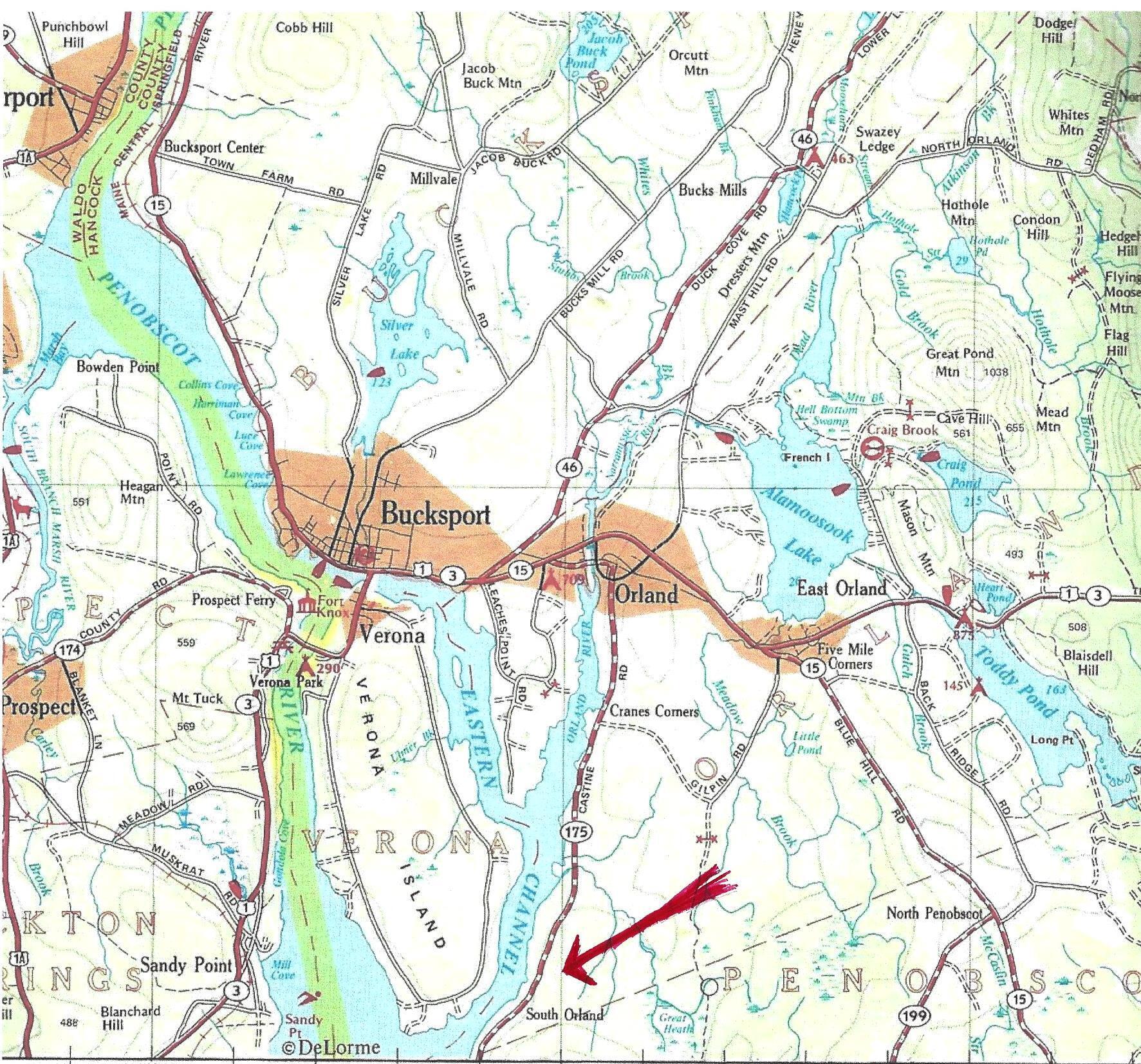 1148 Castine Road Orland, ME 04472 - Photo 6 of 6 Orland Lot Gaz. Map
