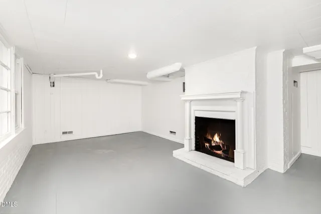 a view of a room with a window