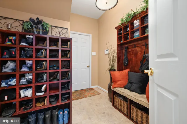 a view of a room with shelves