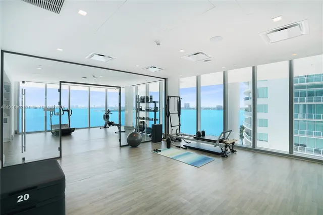 a view of a room with gym equipment