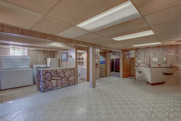 a view of room with shelves