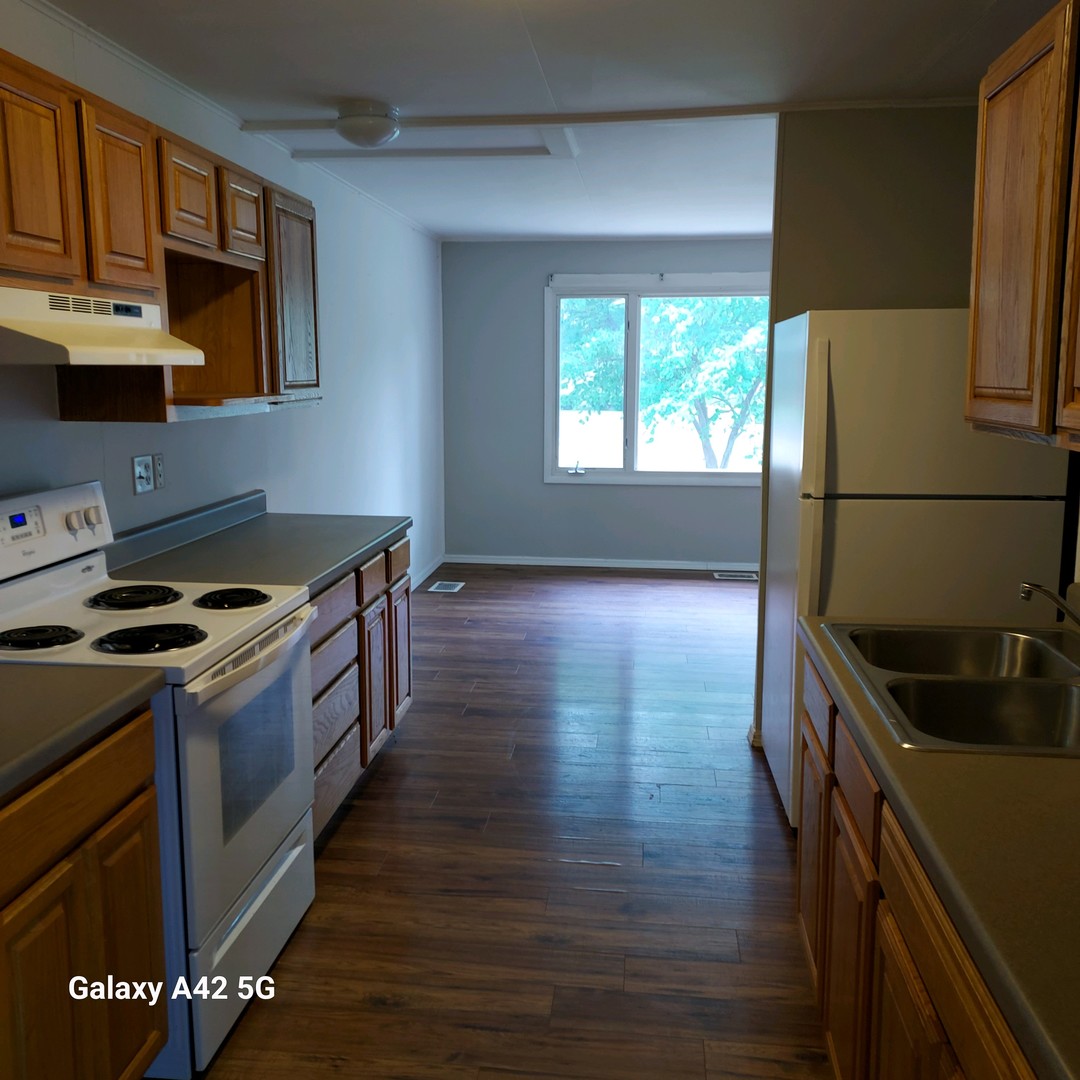 508 East North Line Road Tuscola, IL 61953 - Photo 5 of 12 a kitchen with wooden floor and a sink