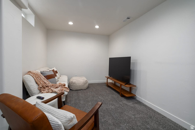 479 South 100 West Vernal, UT 84078 - Photo 10 of 13 Living area with dark colored carpet and recessed lighting