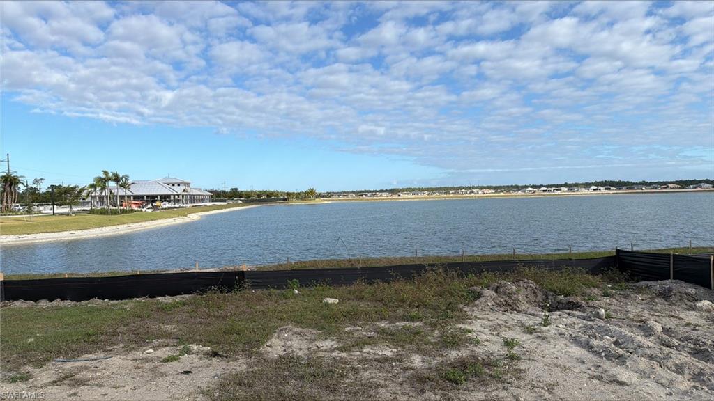 a view of a large body of water and mountain