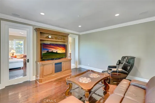 an aerial view of house with yard