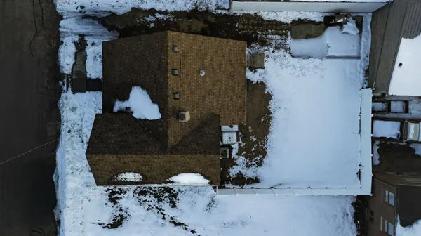 an aerial view of a house