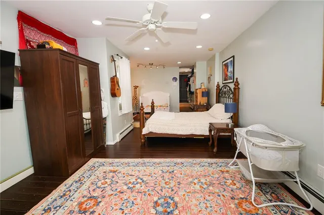 a living room with a couch and a table