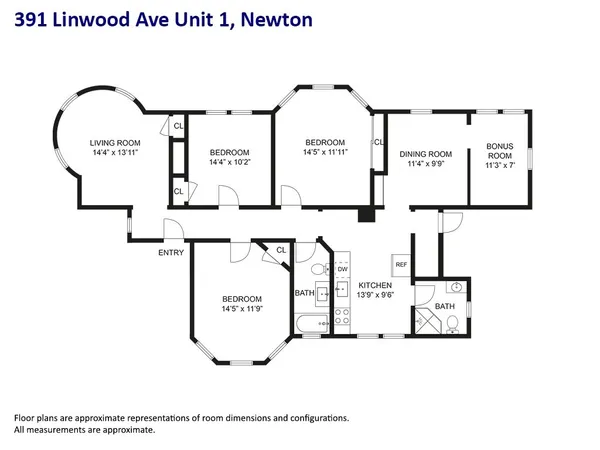 $3,800 | 391 Linwood Avenue, Unit 1, Newton, MA 02460