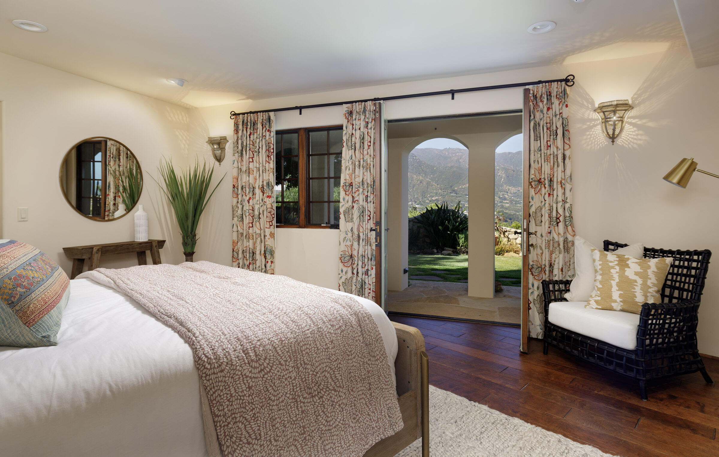 900 Las Alturas Road Santa Barbara, CA 93103 - Photo 31 of 42 a bedroom with a large bed and a large window with outer view