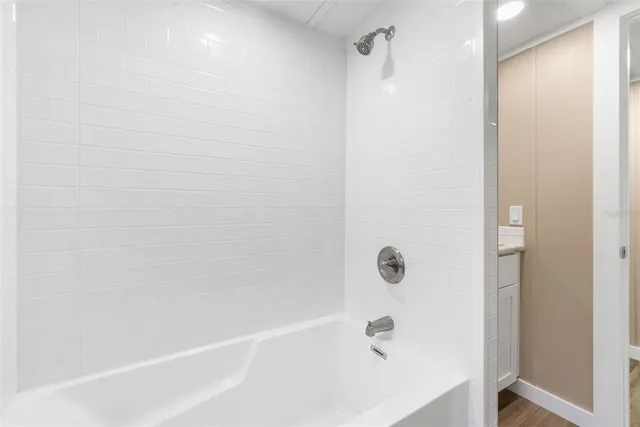 a bathroom with a bathtub