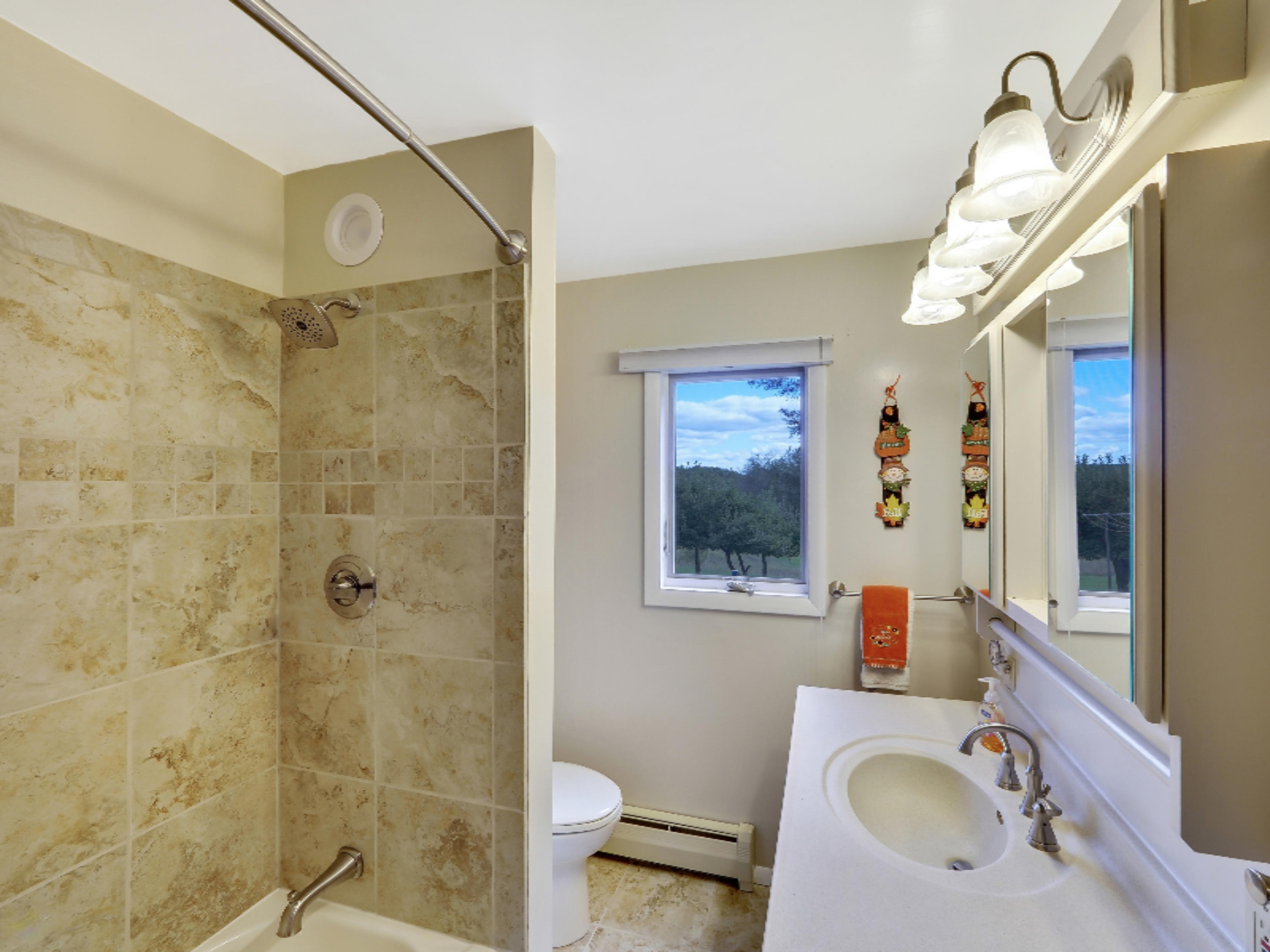 7123 Adamson Lake Road Kaleva, MI 49645 - Photo 23 of 59 Hall Bathroom with Shower and Tub