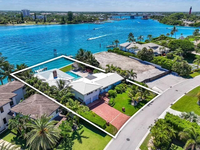an aerial view of a house with a garden