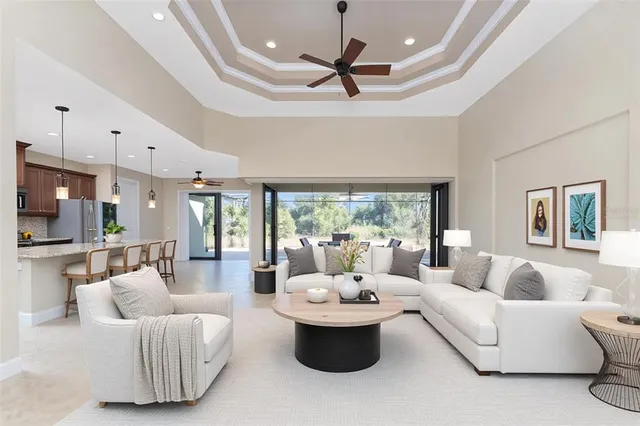 a view of a swimming pool with a patio