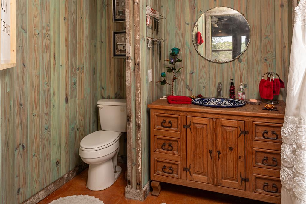 290 Japonica Road Hunt, TX 78024 - Photo 24 of 78 a bathroom with a toilet a sink and a mirror