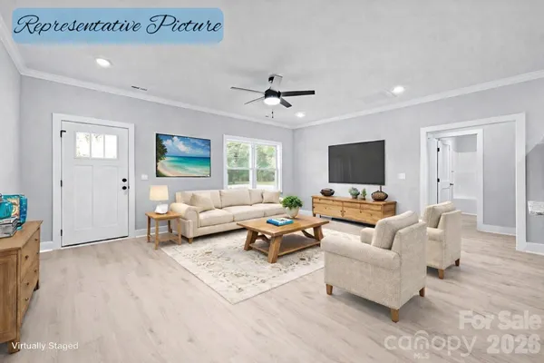 a living room with furniture and a flat screen tv