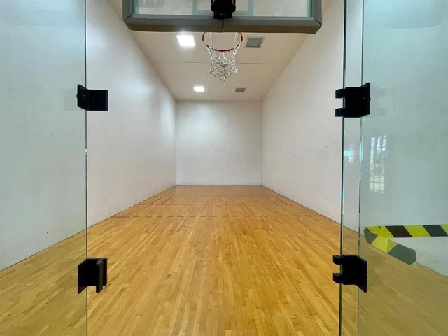a view of a indoor basketball court