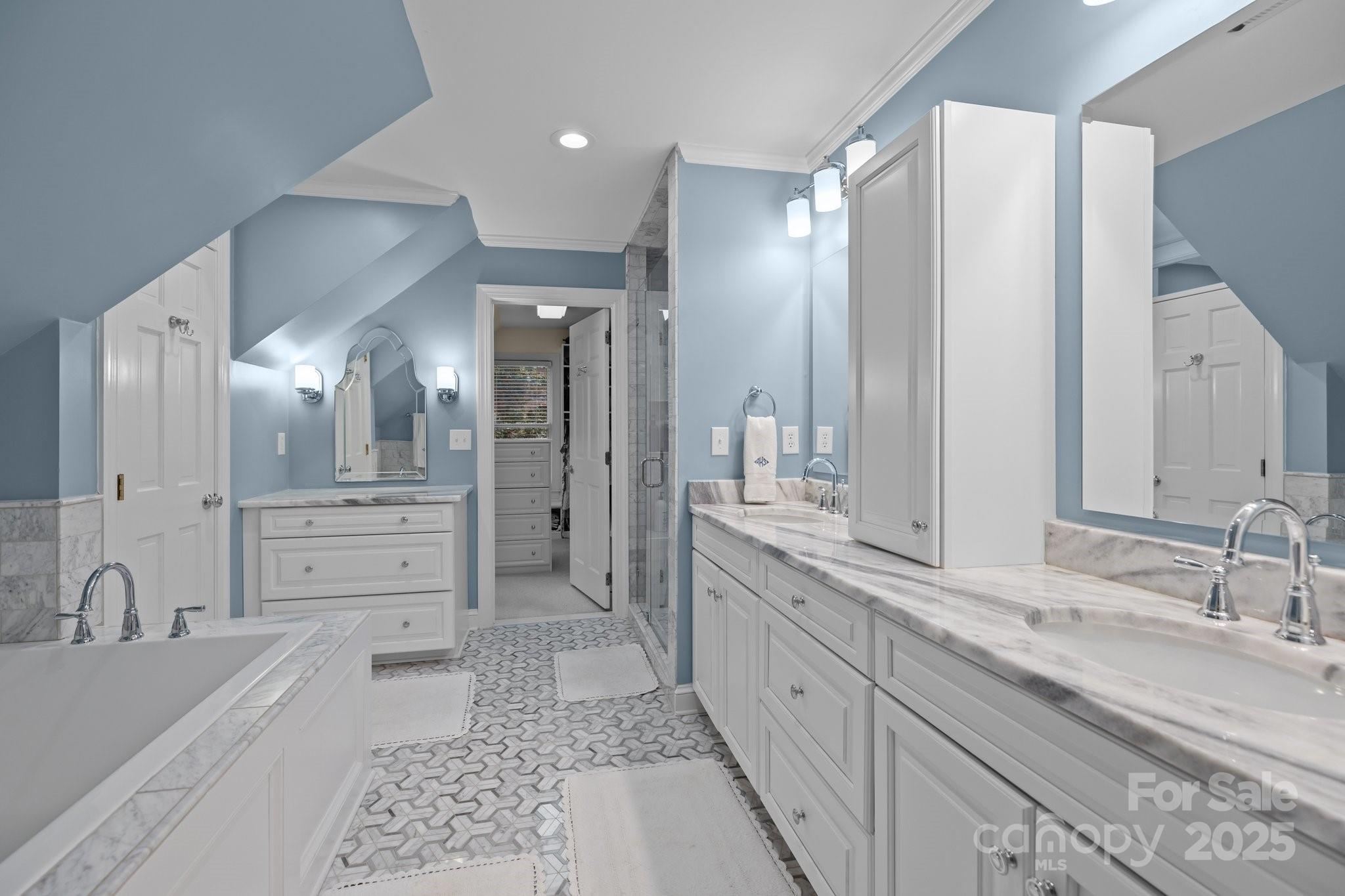 4739 Binfords Ridge Road Charlotte, NC 28226 - Photo 24 of 47 a bathroom with a double vanity sink mirror double and shower