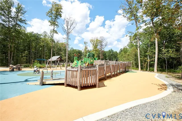 a view of a park with slide