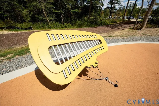 a view of a park with slide