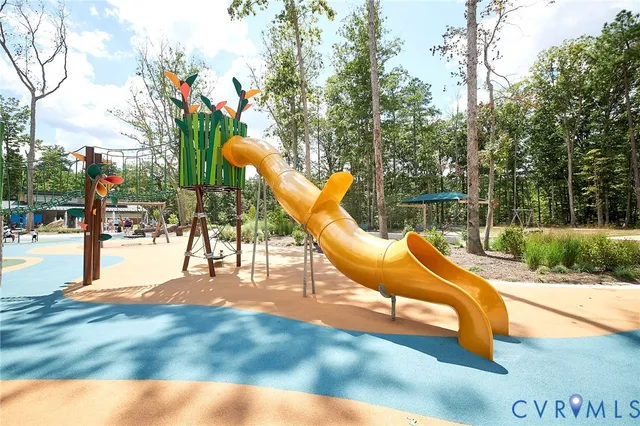 a view of a park with slide