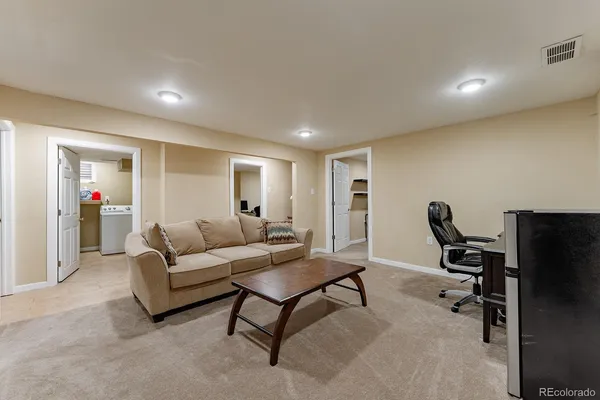 a living room with furniture