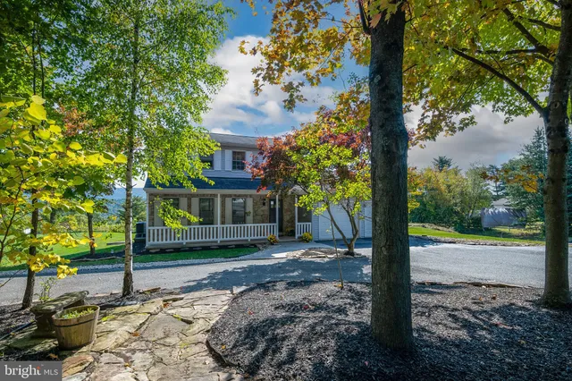 a view of a house with a tree in the yard