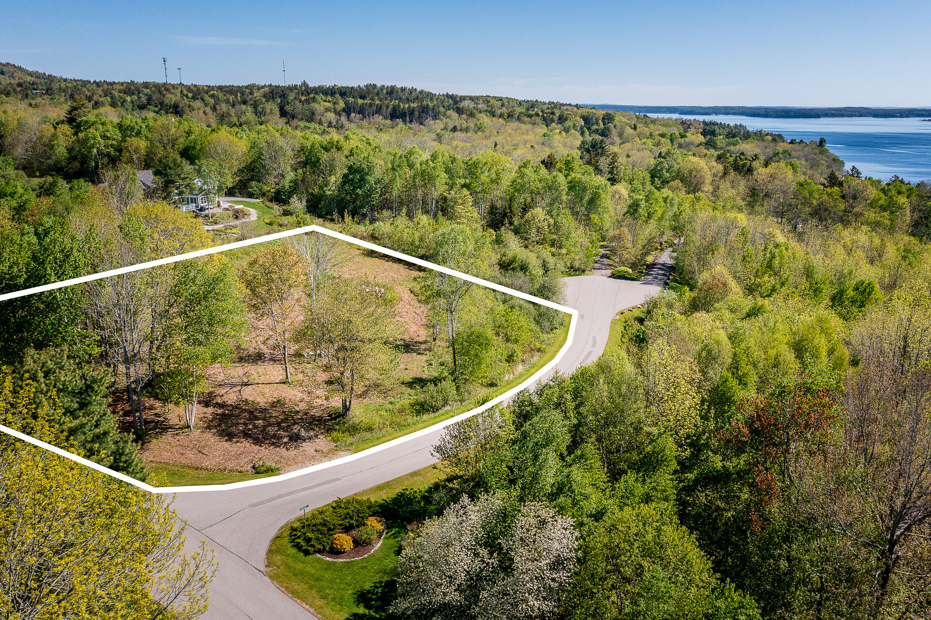 7 Highfields Lane Northport, ME 04849 - Photo 2 of 12 23_7Highfields_LAND_Aerial_S_LOT_LINES_p