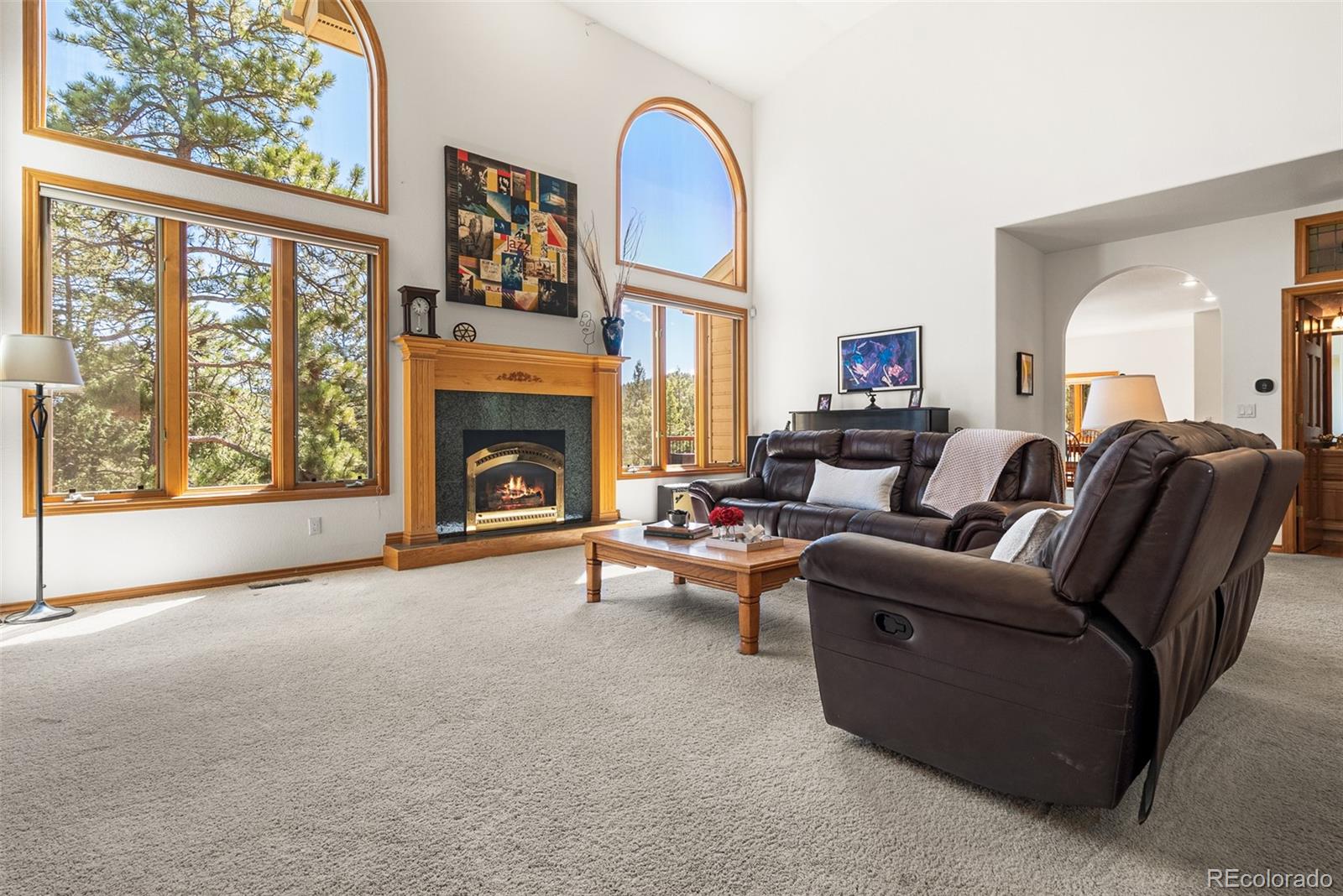6252 King Drive Evergreen, CO 80439 - Photo 5 of 50 a living room with furniture a fireplace and a large window